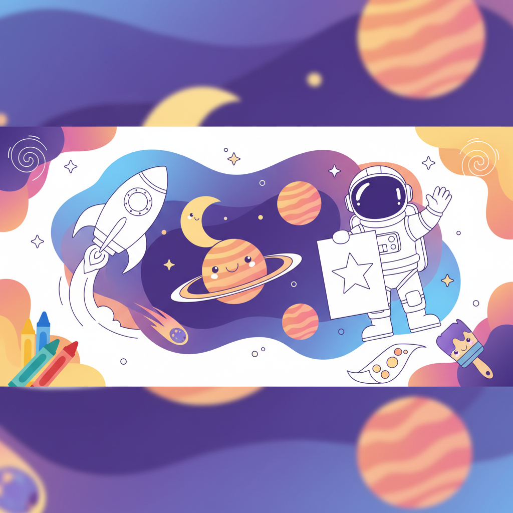 Weltraum-Ausmalbilder: Raketen, Planeten & Astronauten