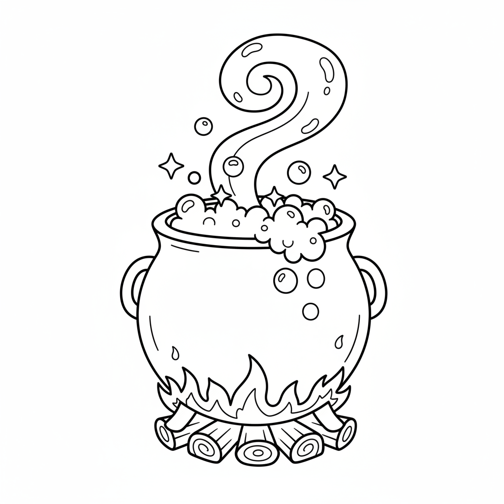 Zaubertrank im Kessel Ausmalbild