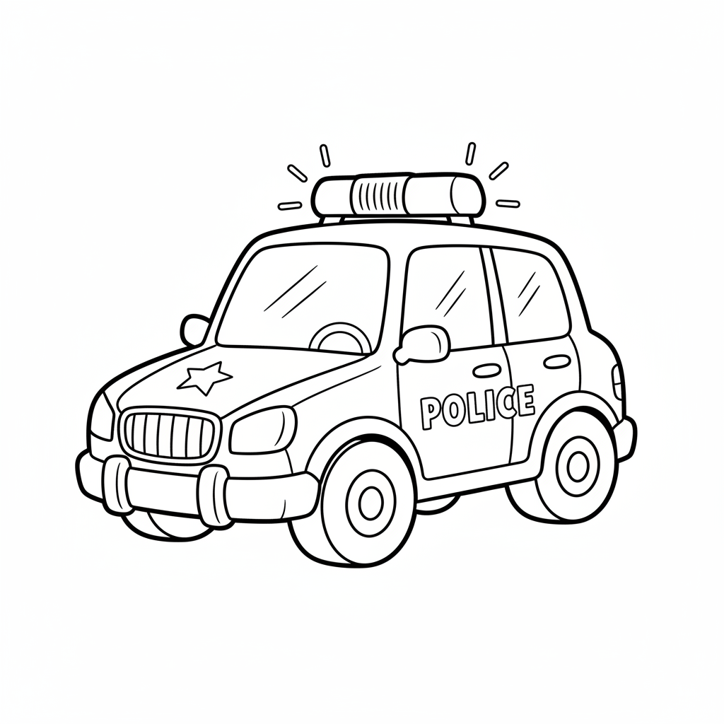 Polizeiauto mit Blaulicht Ausmalbild