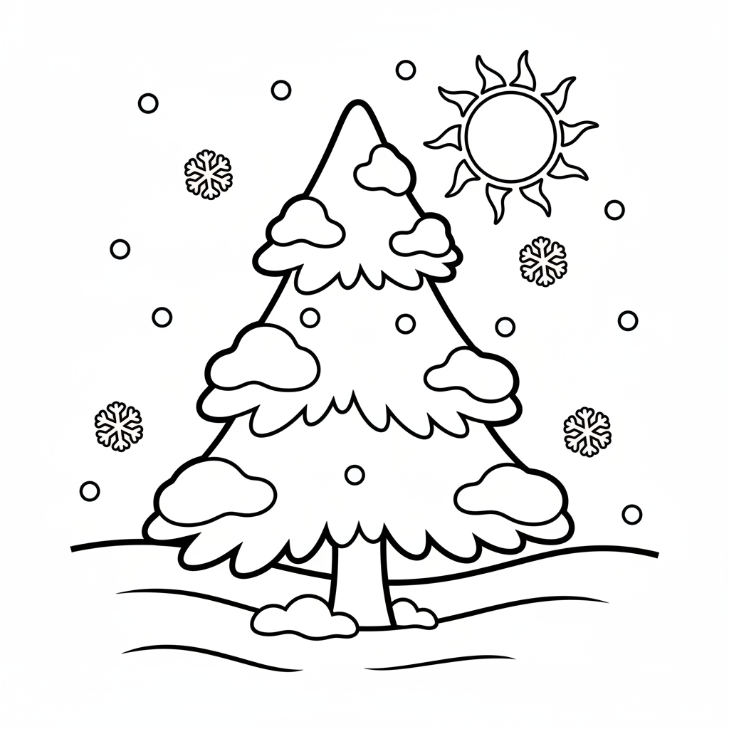 Tannenbaum im Schnee Ausmalbild