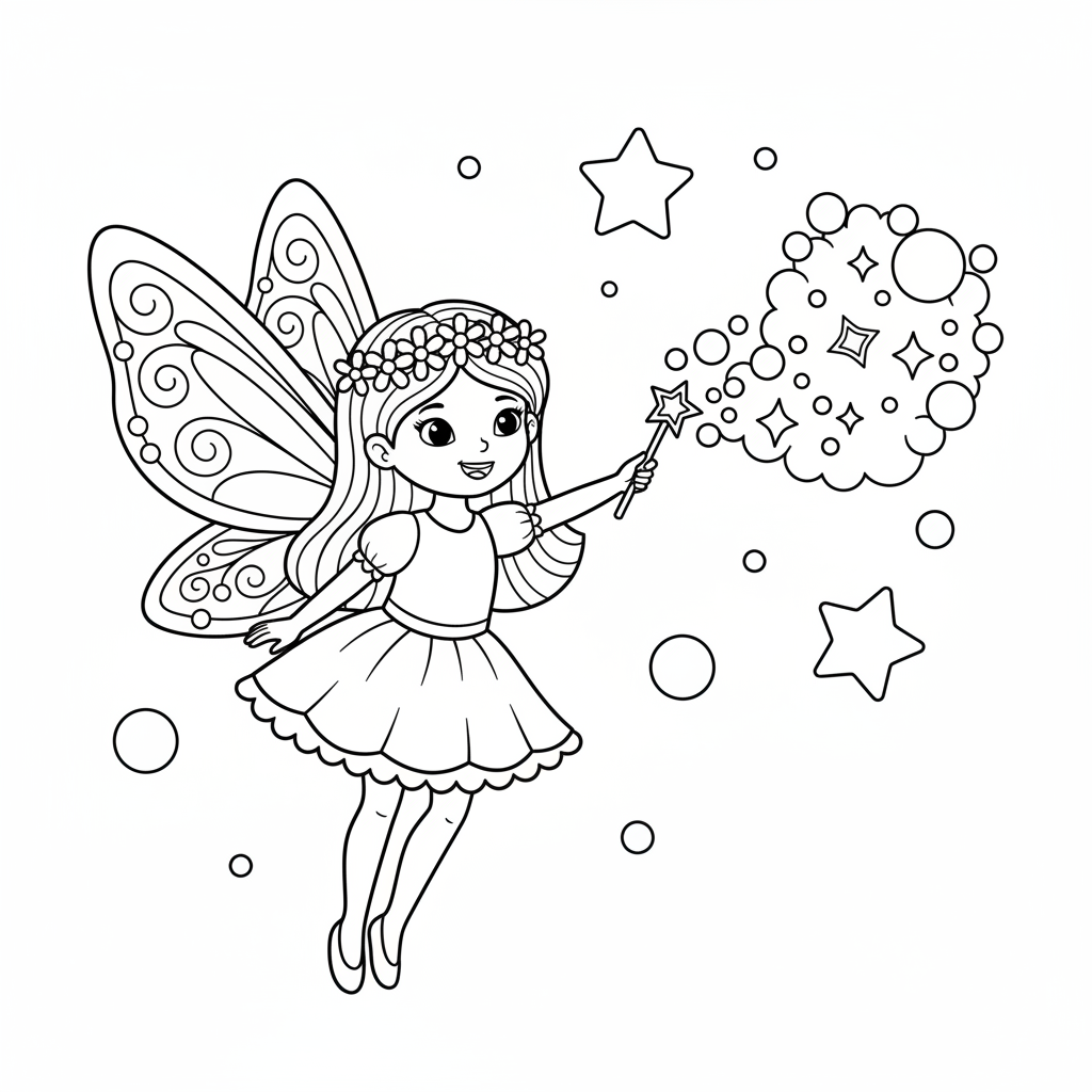 Fee mit Sternenstaub Ausmalbild