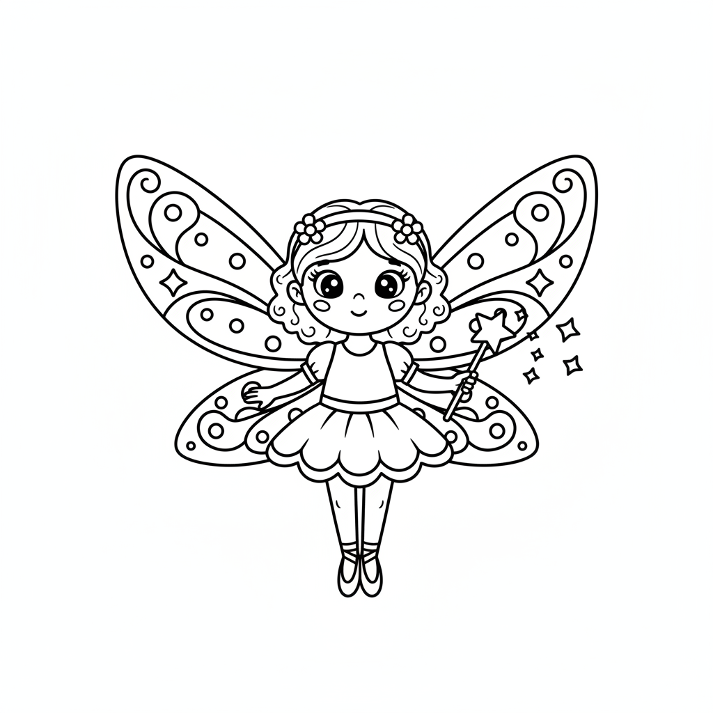 Fee mit glitzernden Flügeln Ausmalbild