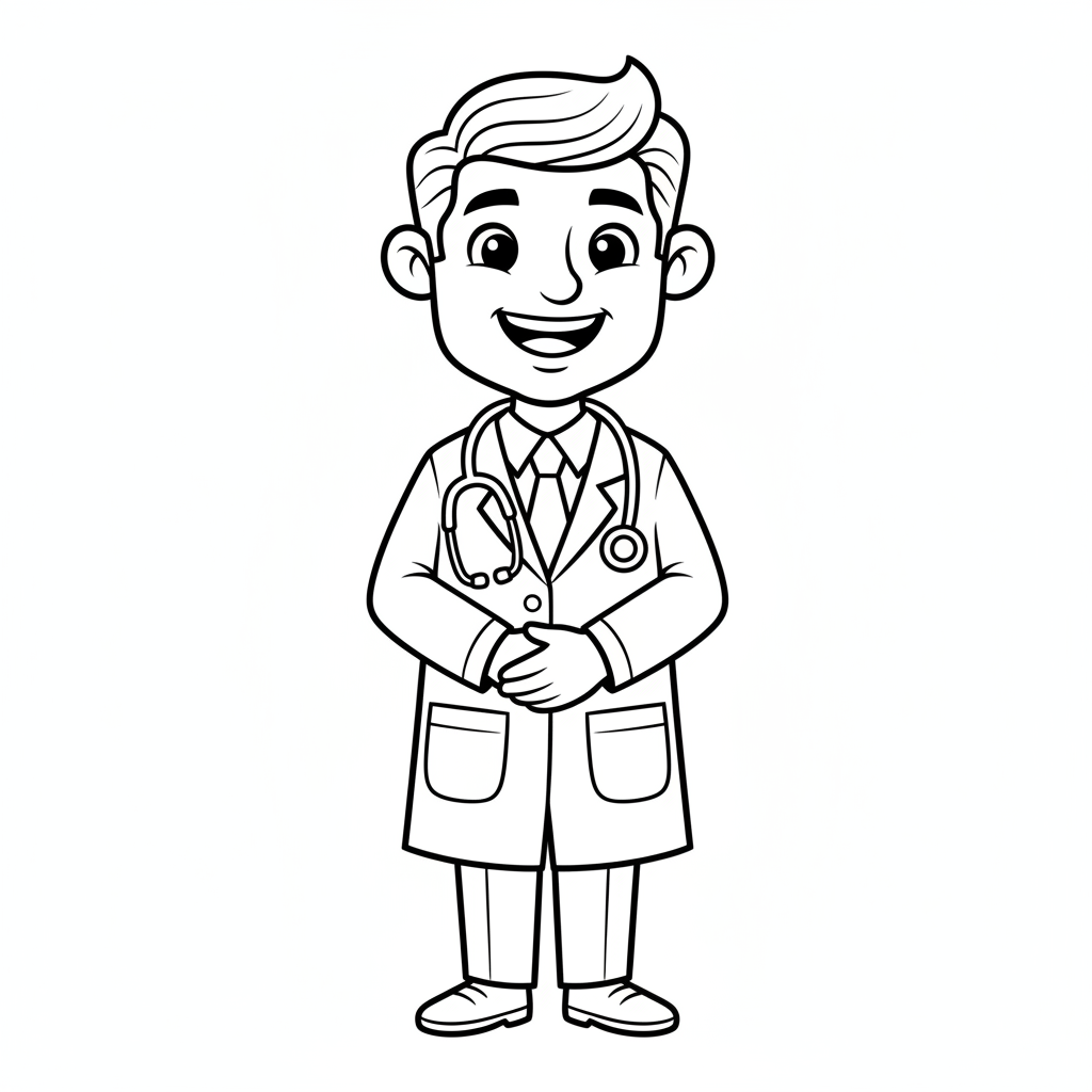 Arzt mit Stethoskop Ausmalbild