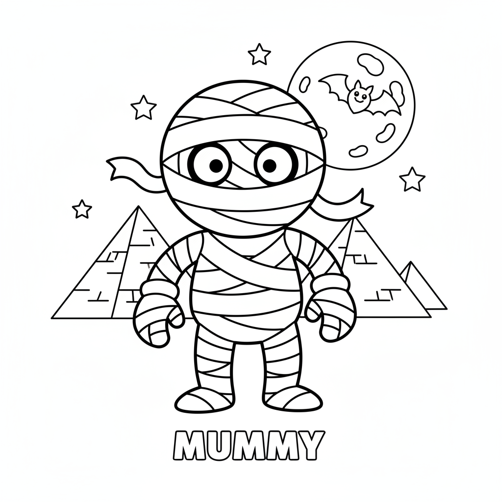 Mumie in Bandagen Ausmalbild