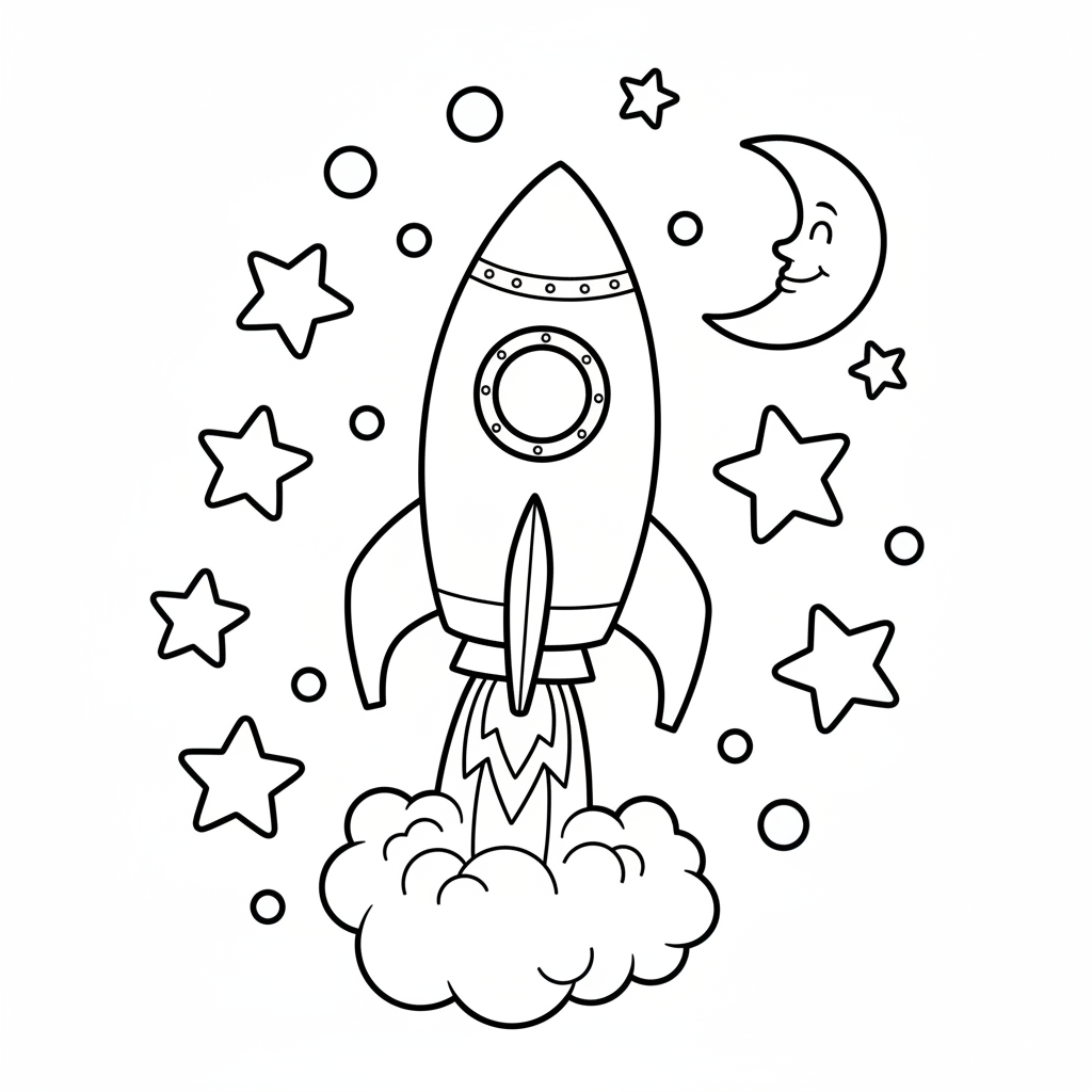 Raumschiff mit Sternen Ausmalbild