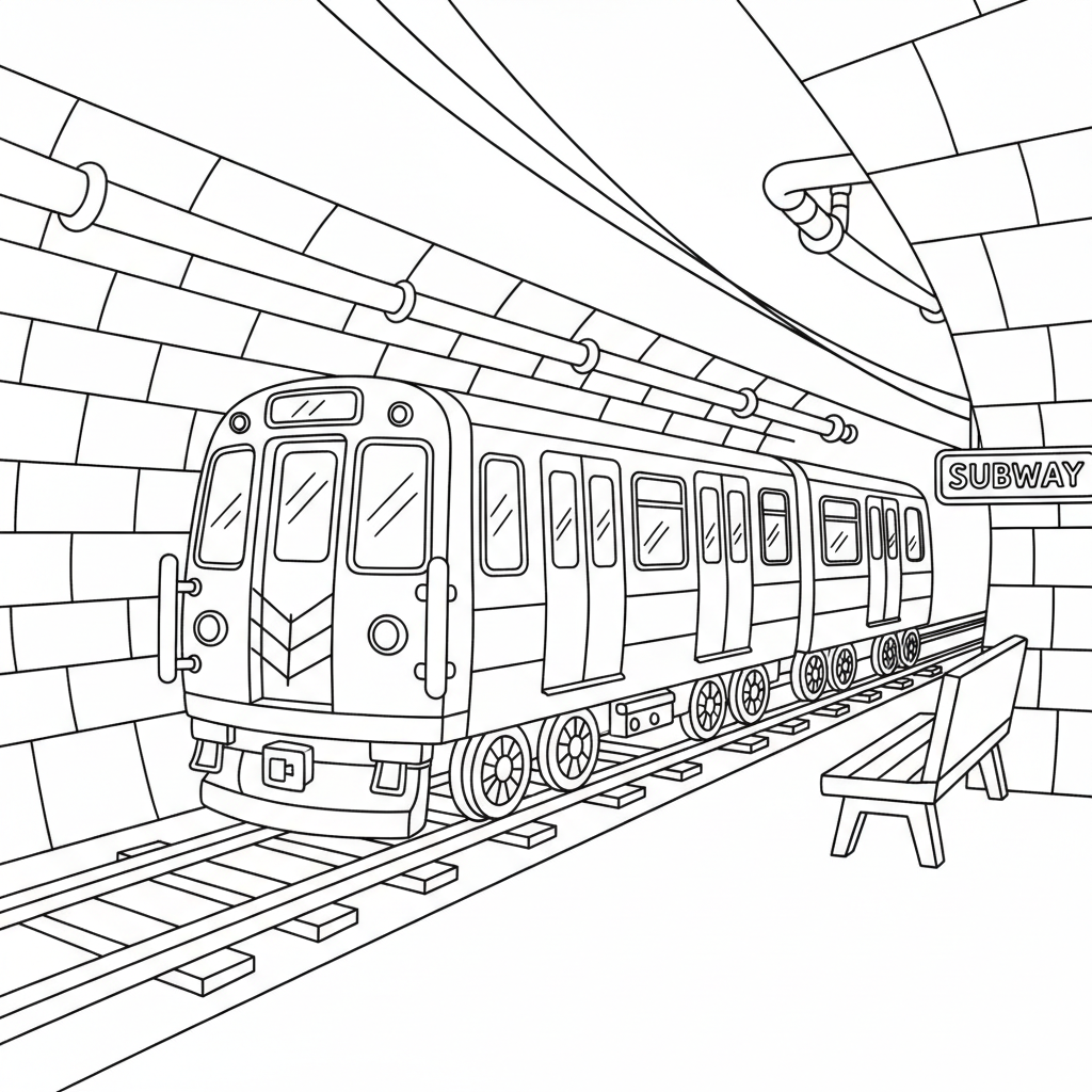 U-Bahn unter der Erde Ausmalbild