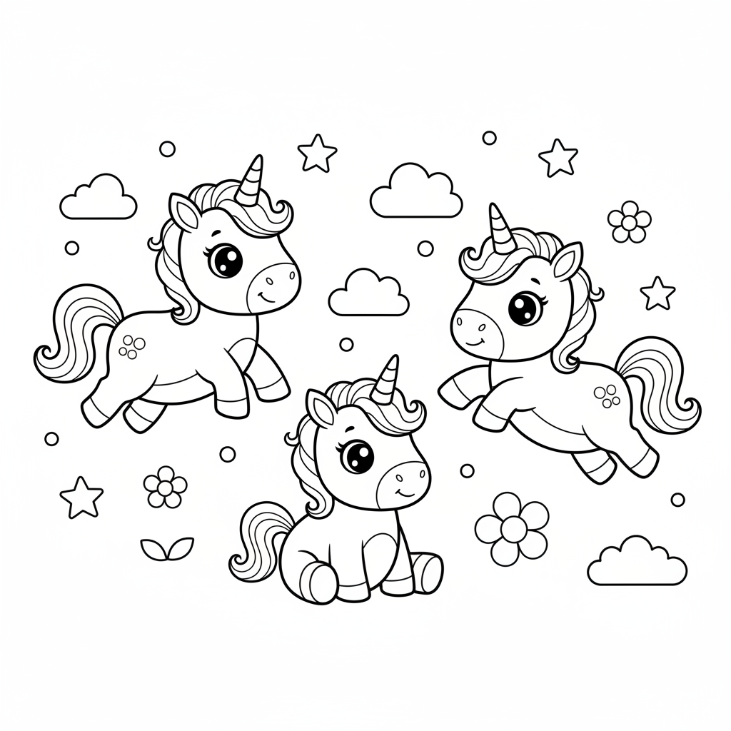 Small Einhörner Ausmalbild