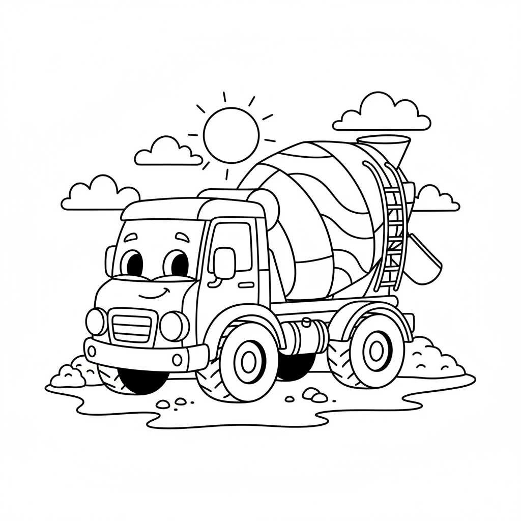 Betonmischer Ausmalbild