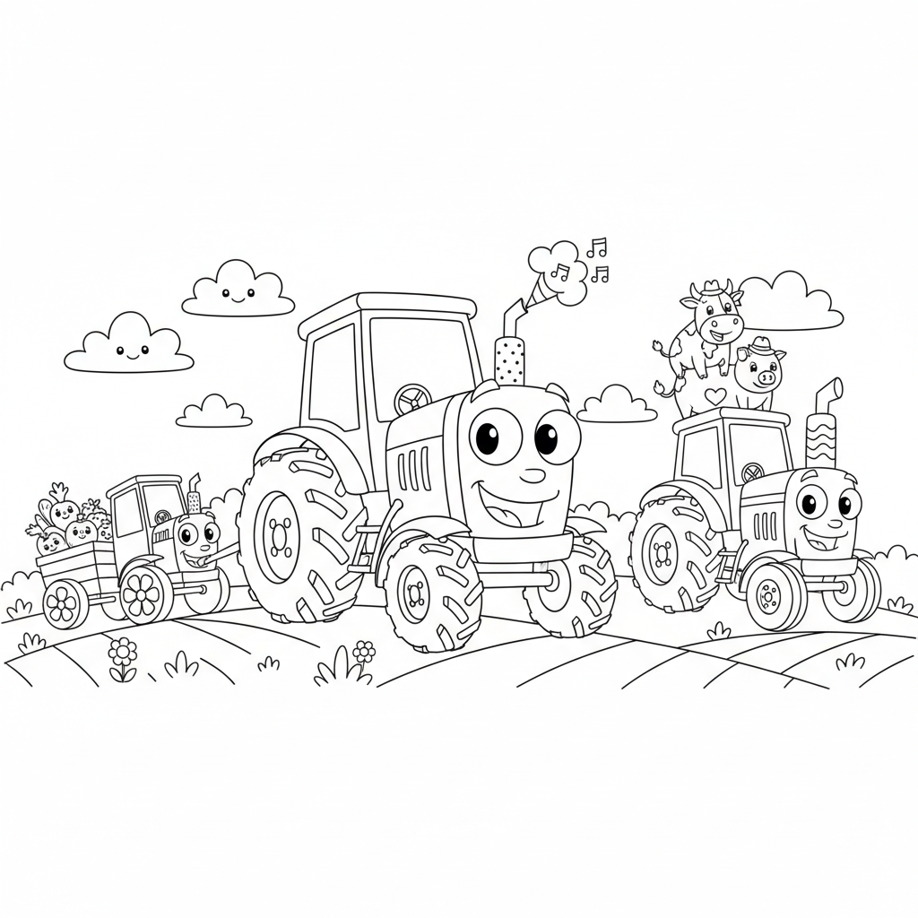 Funny Traktoren Ausmalbild