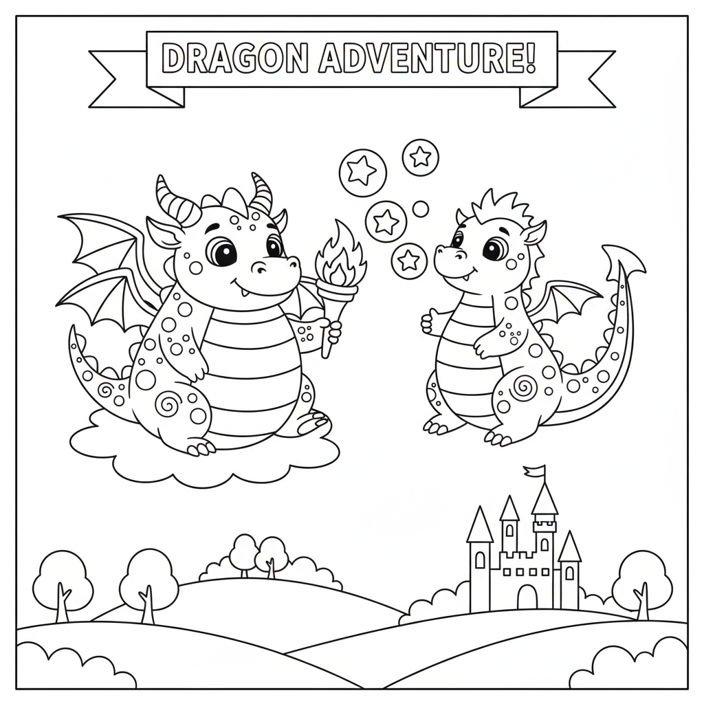 Cartoon Drachen Ausmalbild