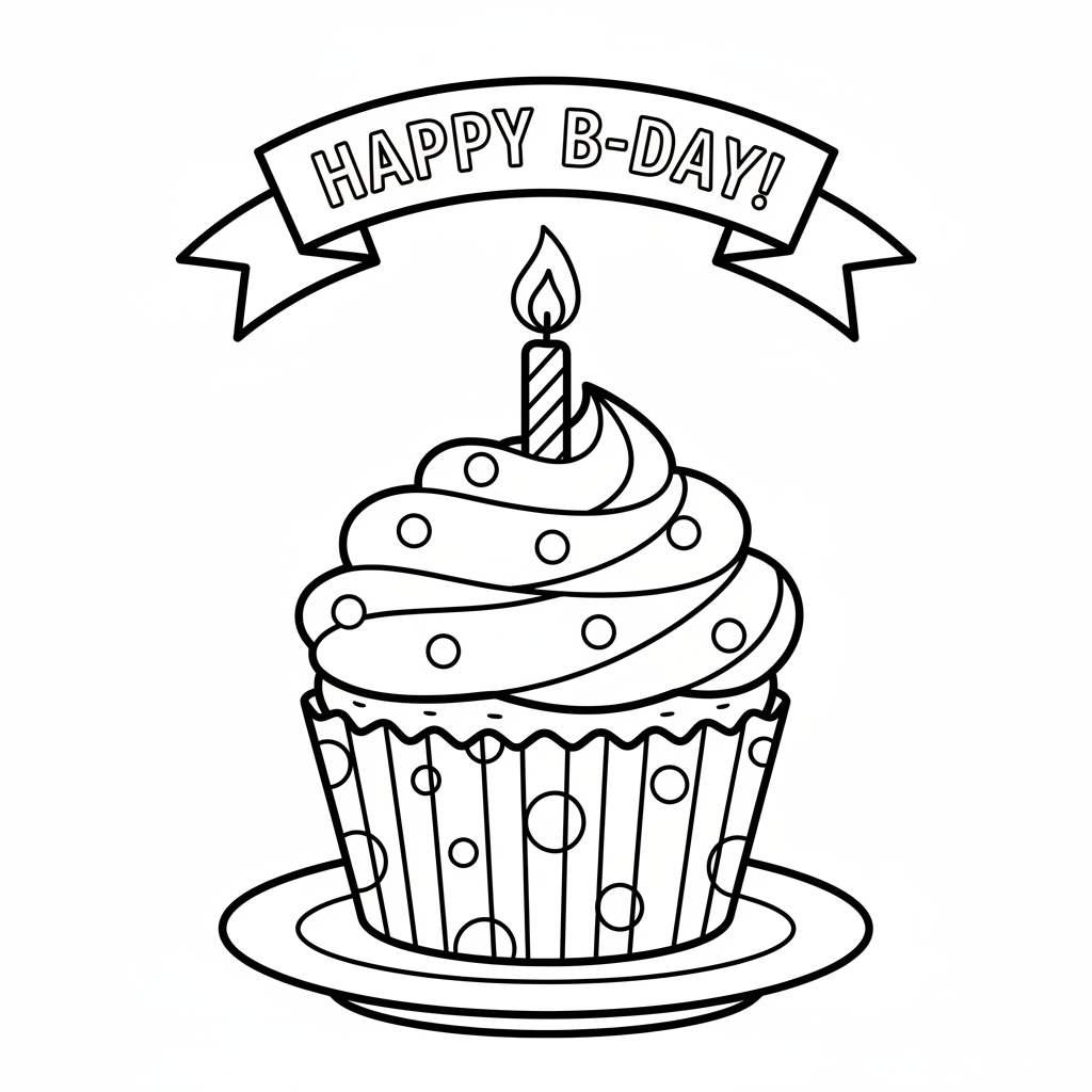 Geburtstags Cupcake Ausmalbild