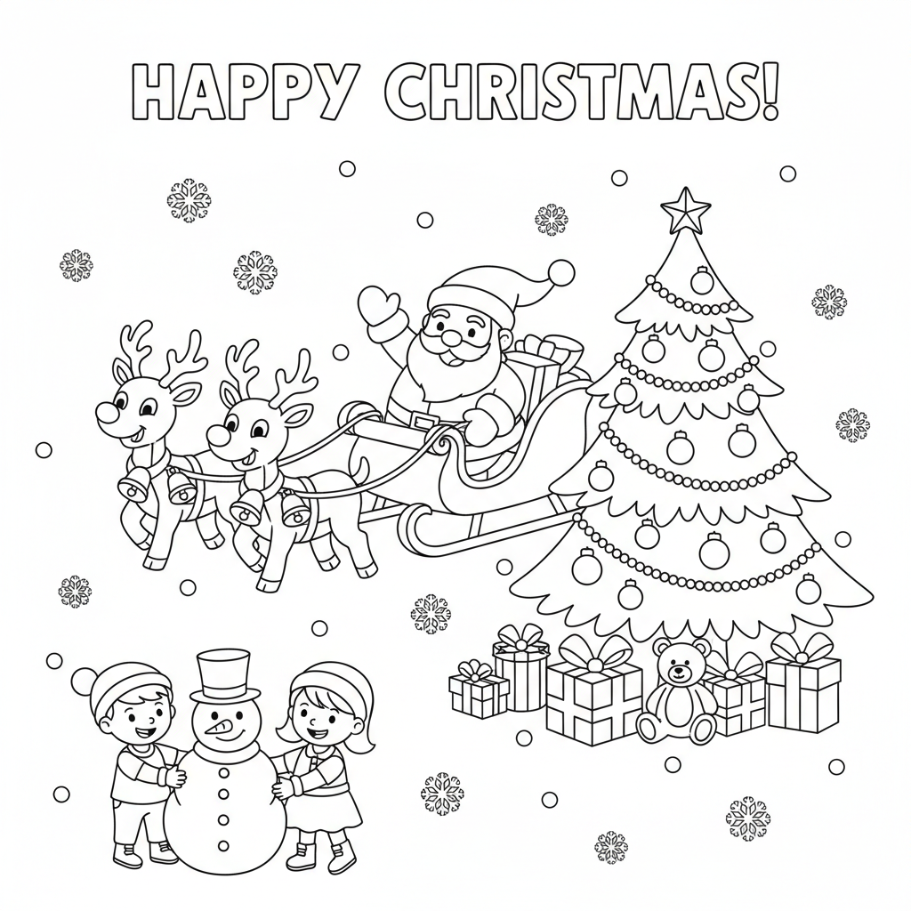 Happy Weihnachten Ausmalbild
