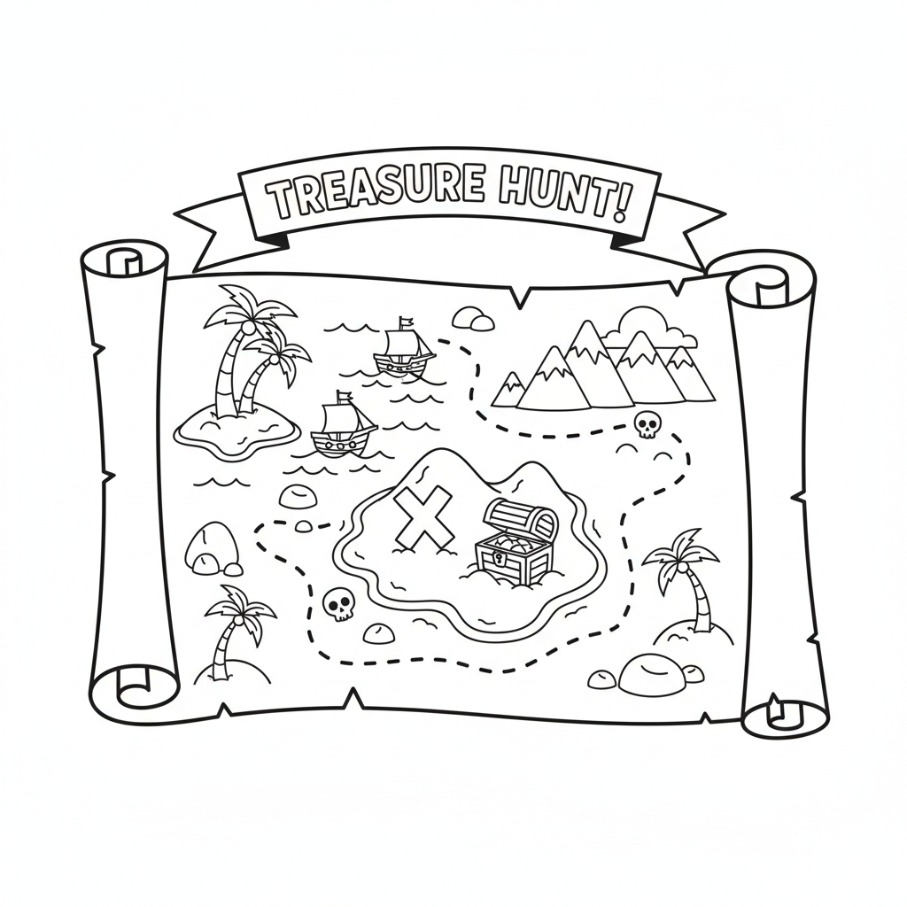 Schatzkarte Ausmalbild