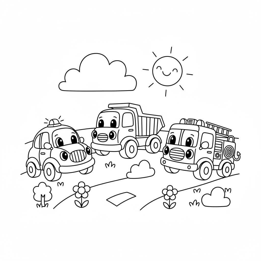 Baby Autos Ausmalbild