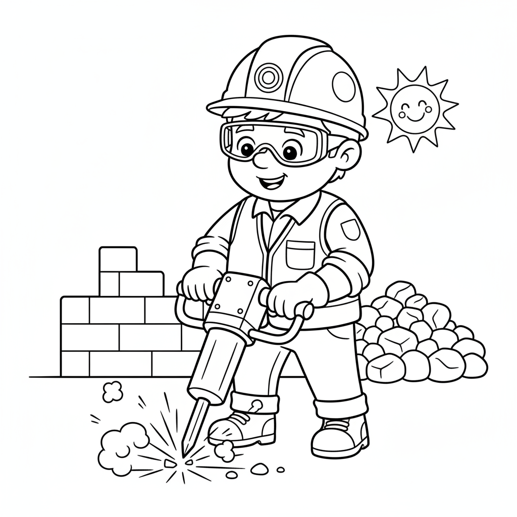 Presslufthammer Arbeiter Ausmalbild