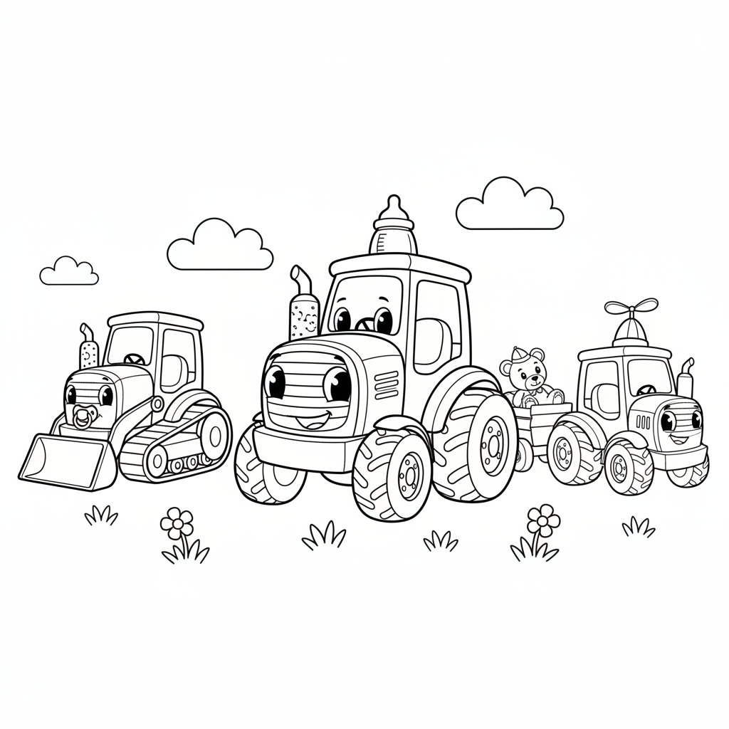 Baby Traktoren Ausmalbild