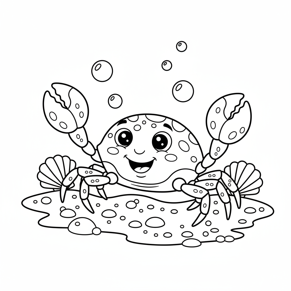 Krabbe am Meeresboden Ausmalbild