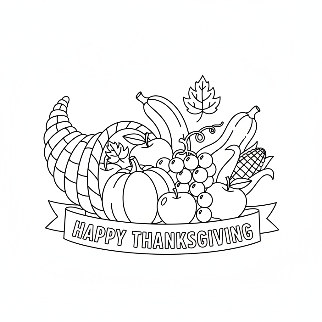 Erntedank Fuellhorn Ausmalbild