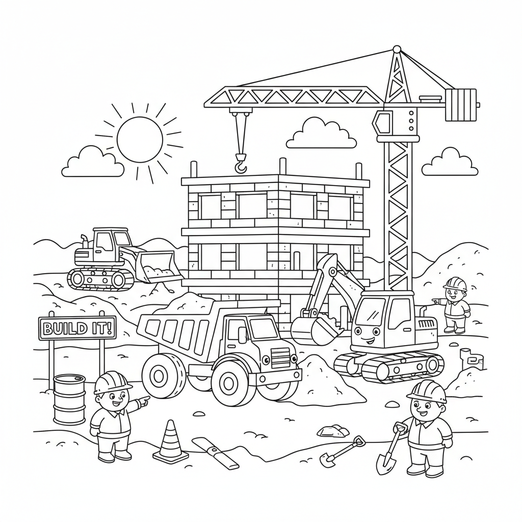 Baustelle Uebersicht Ausmalbild