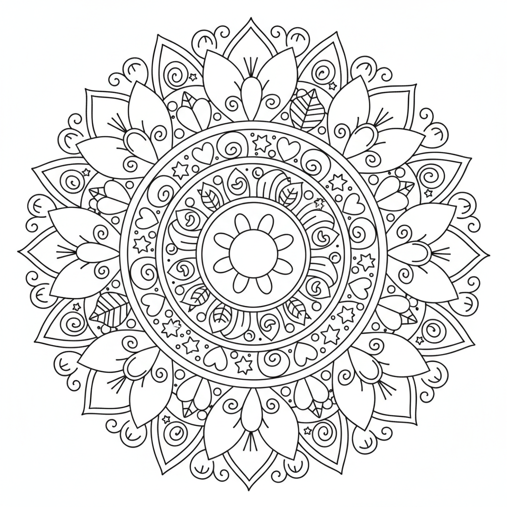 Detailreiches ornamentales Mandala Ausmalbild