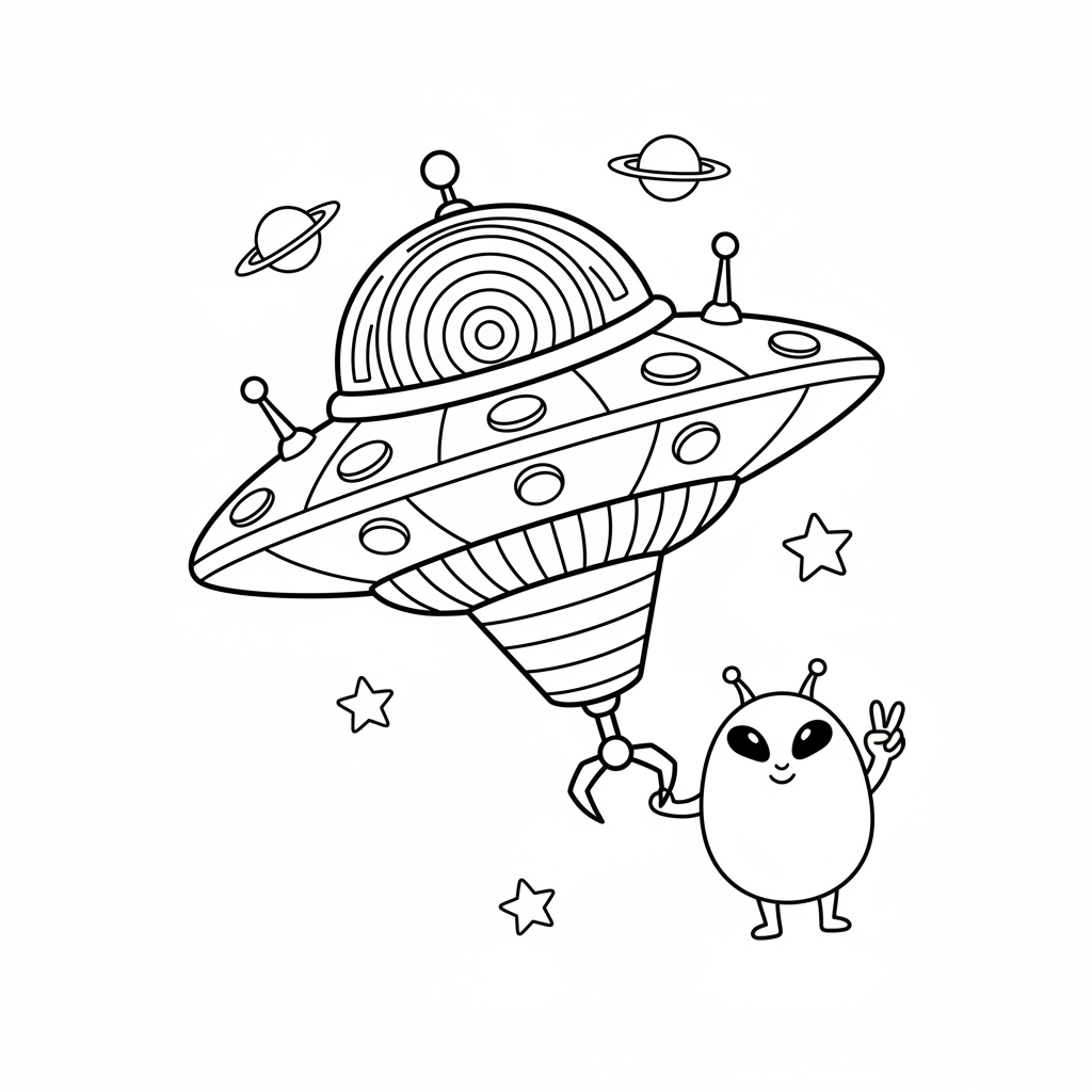 Außerirdisches Raumschiff UFO Ausmalbild