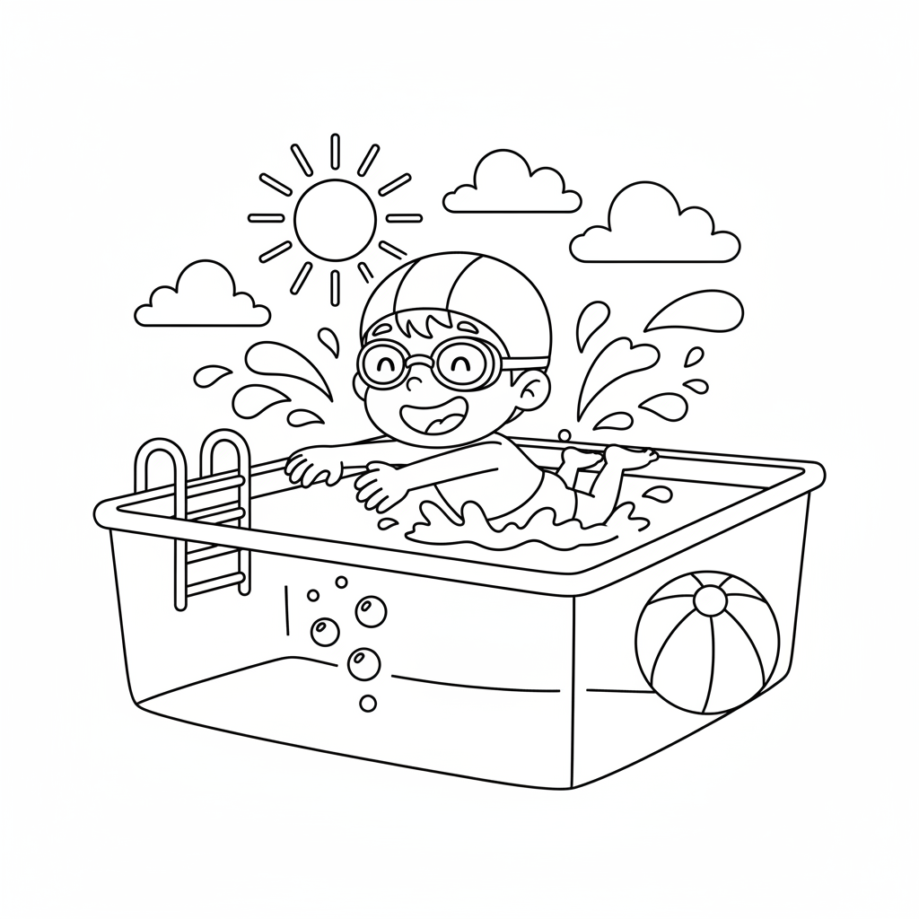 Schwimmer im Pool Ausmalbild