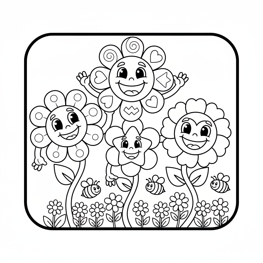 Cute Blumen Ausmalbild