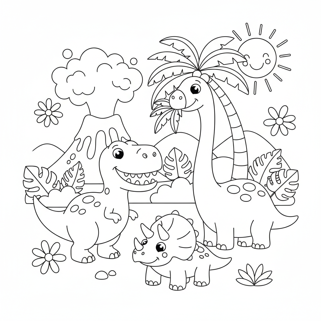 Friendly Dinosaurier Ausmalbild