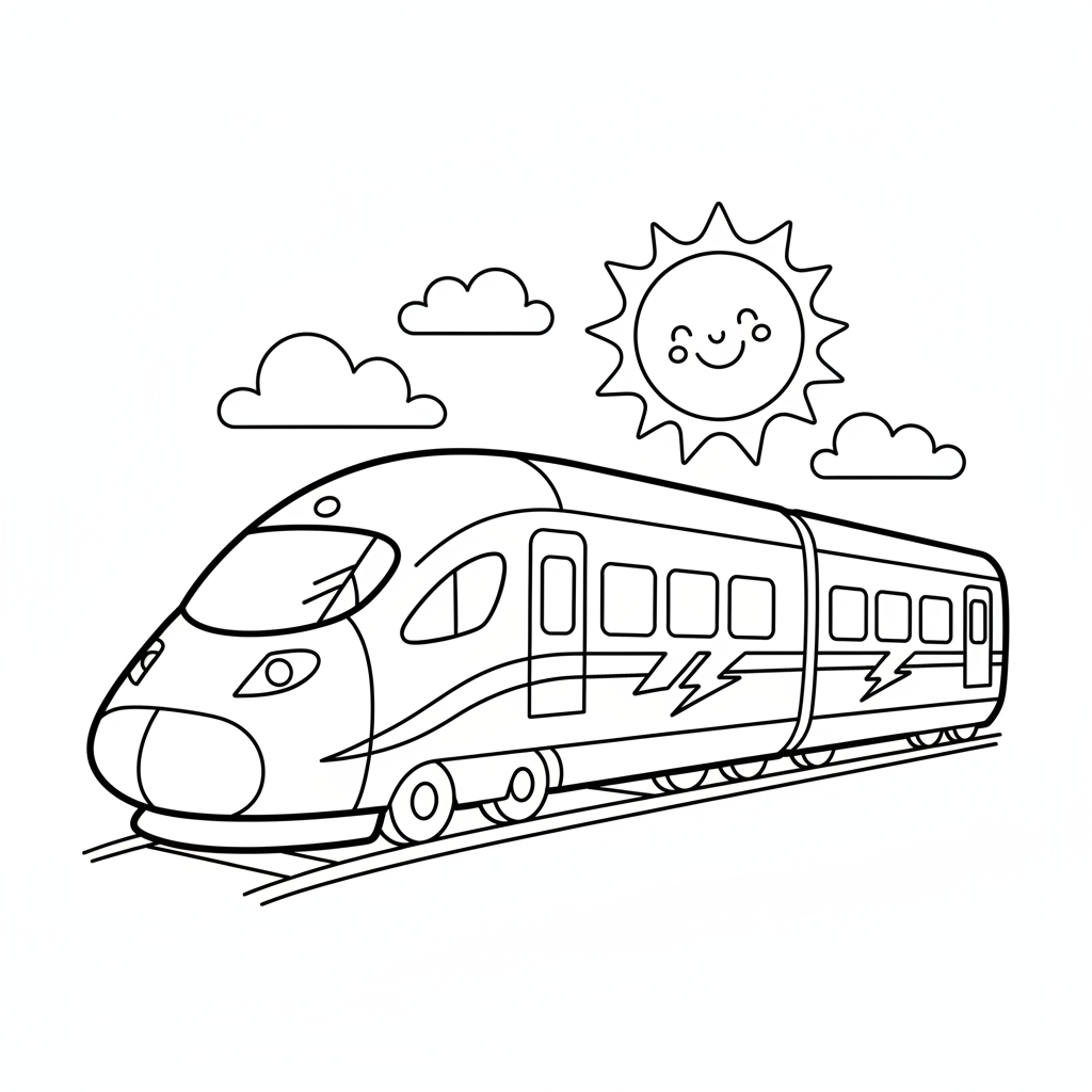 Moderner Hochgeschwindigkeitszug Ausmalbild