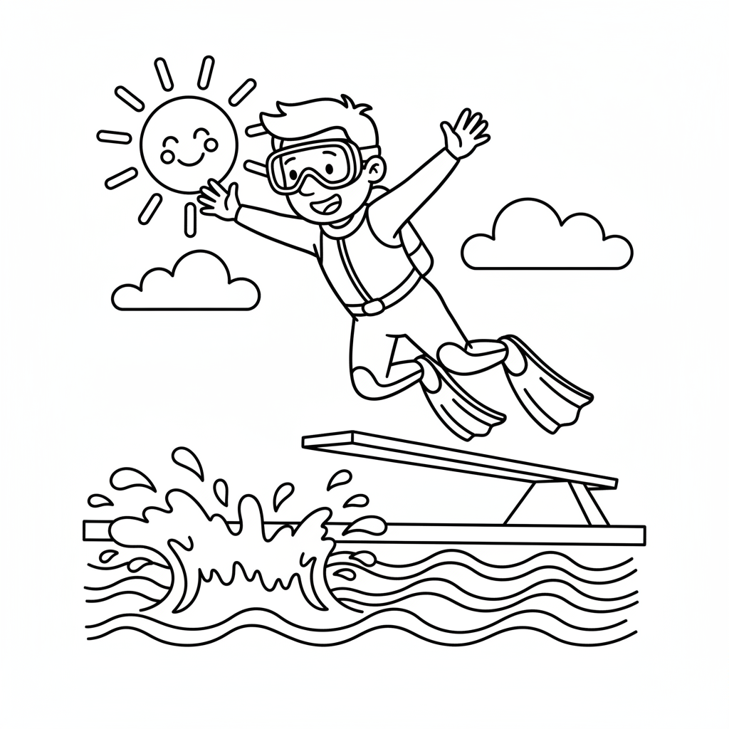 Turmspringer beim Sprung Ausmalbild