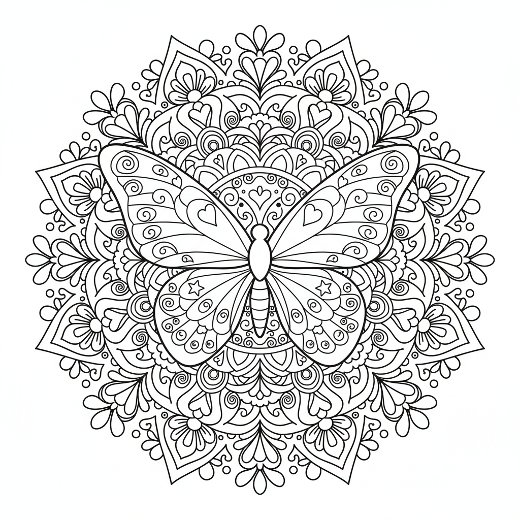 Butterfly Mandala Coloring Page