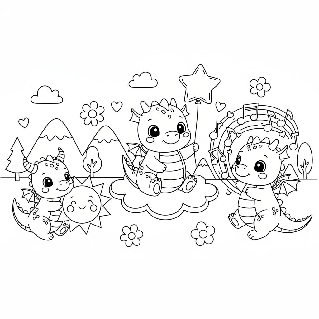 Cute Drachen Ausmalbild