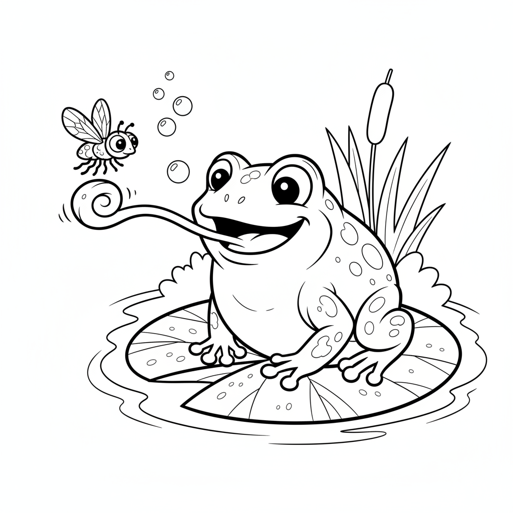 Frog Catching Fly Coloring Page