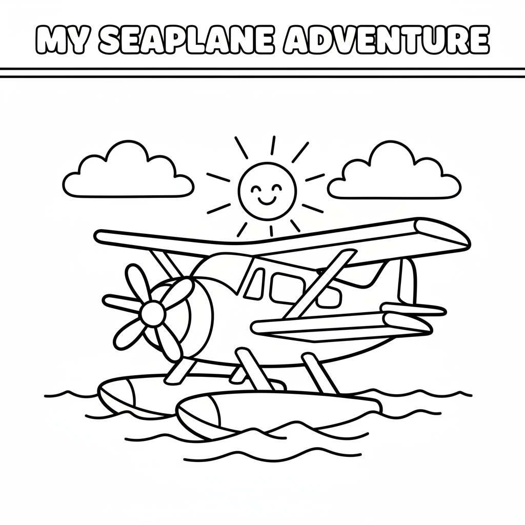 Wasserflugzeug auf dem Wasser Ausmalbild