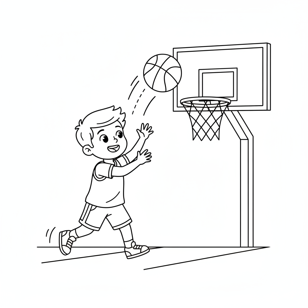 Spieler wirft Basketball Coloring Page