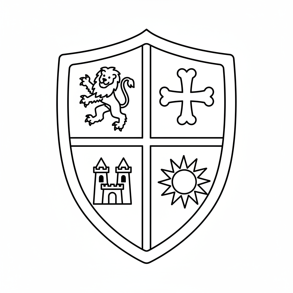 Ritterschild mit Wappen Ausmalbild