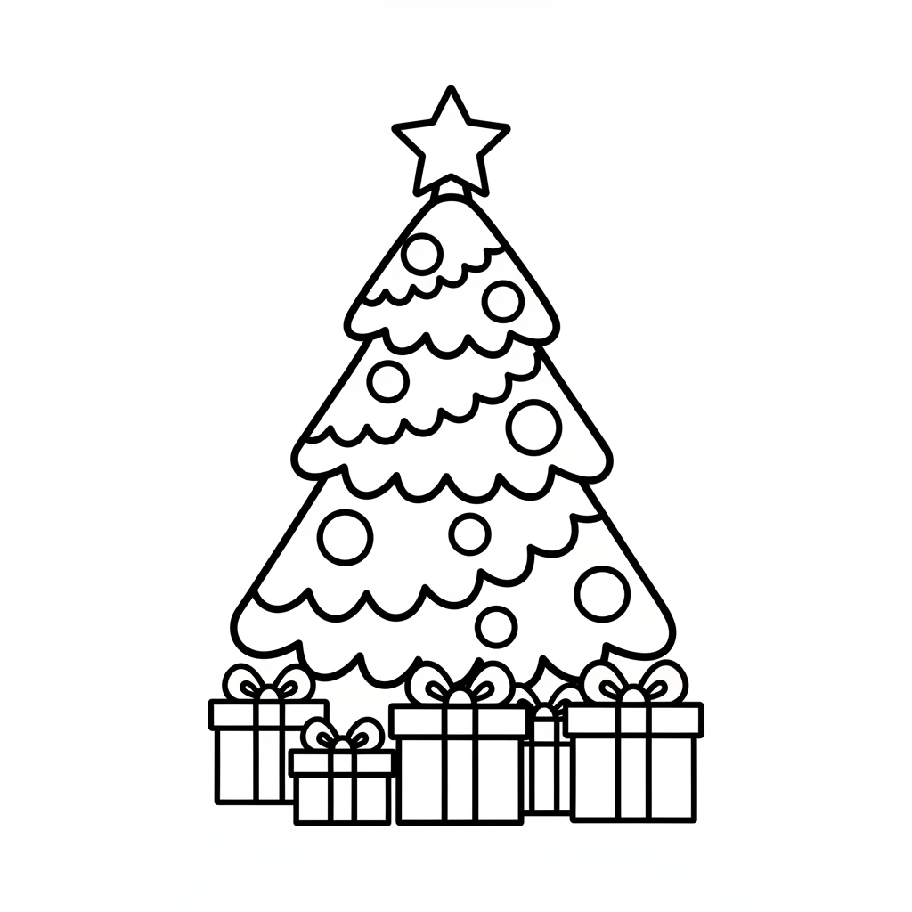 Weihnachtsbaum mit Geschenken Ausmalbild