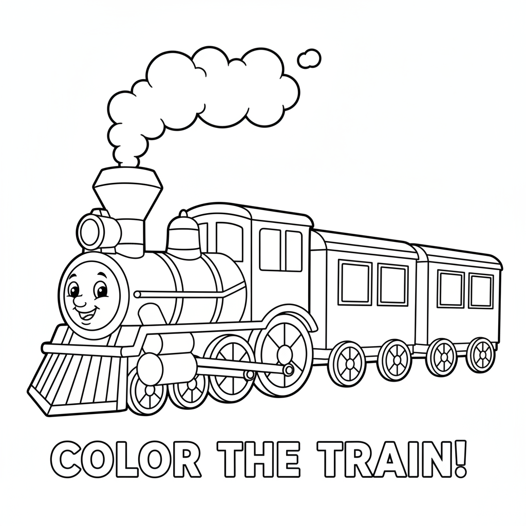 Dampflokomotive mit Rauch Ausmalbild