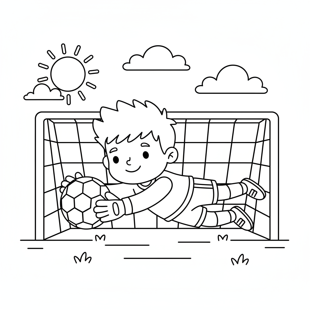 Torwart fängt Ball Ausmalbild