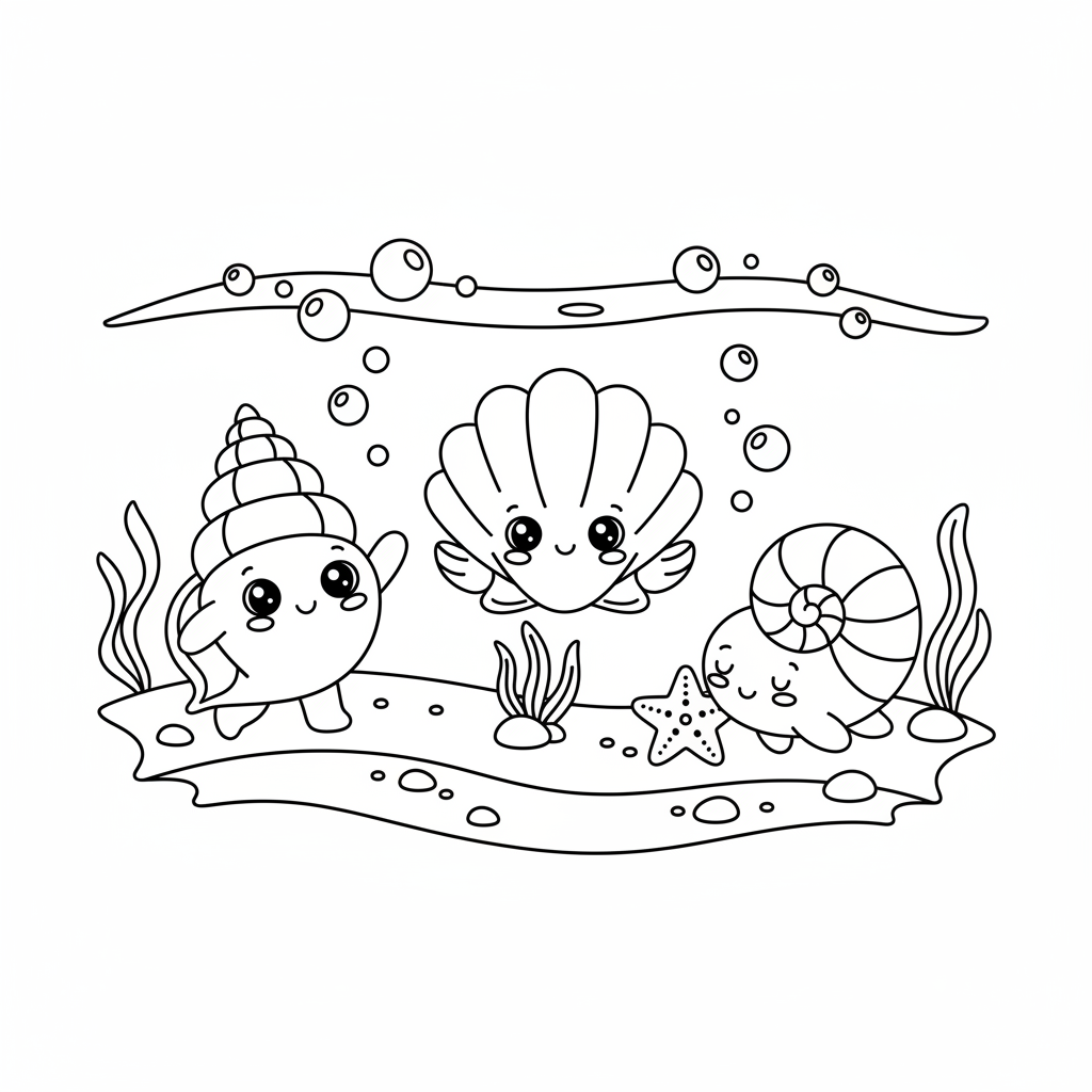 Baby Muscheln Ausmalbild