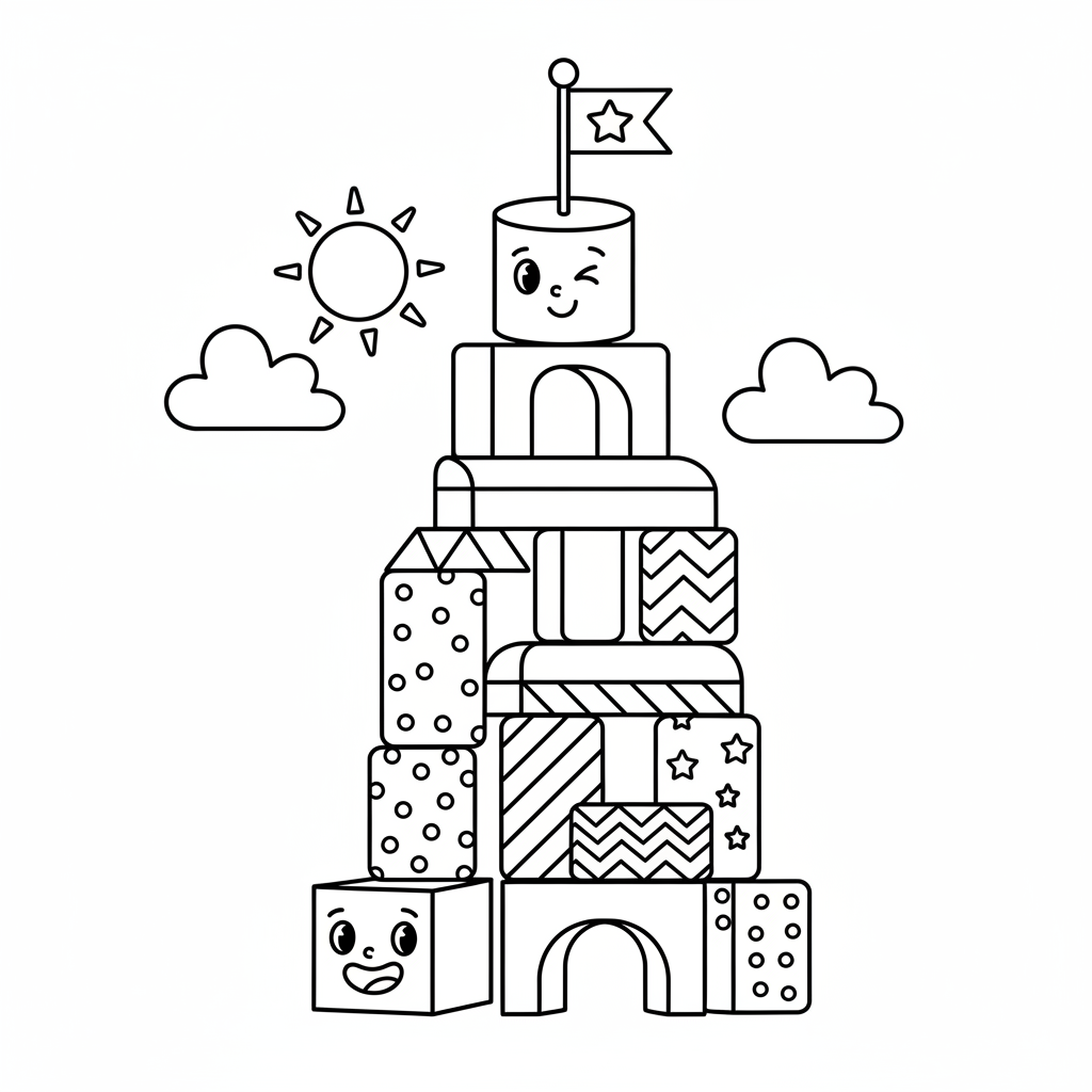 Bauklötze-Turm Ausmalbild
