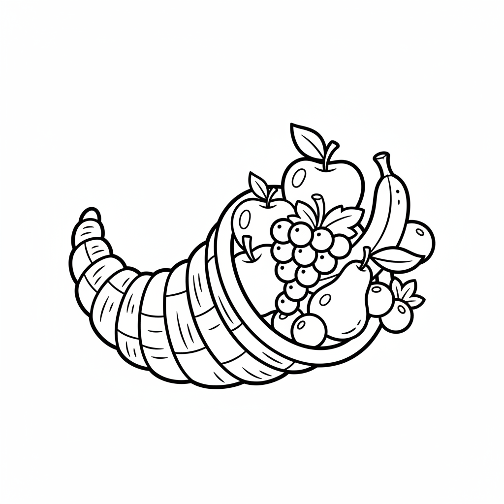 Füllhorn mit Früchten Ausmalbild