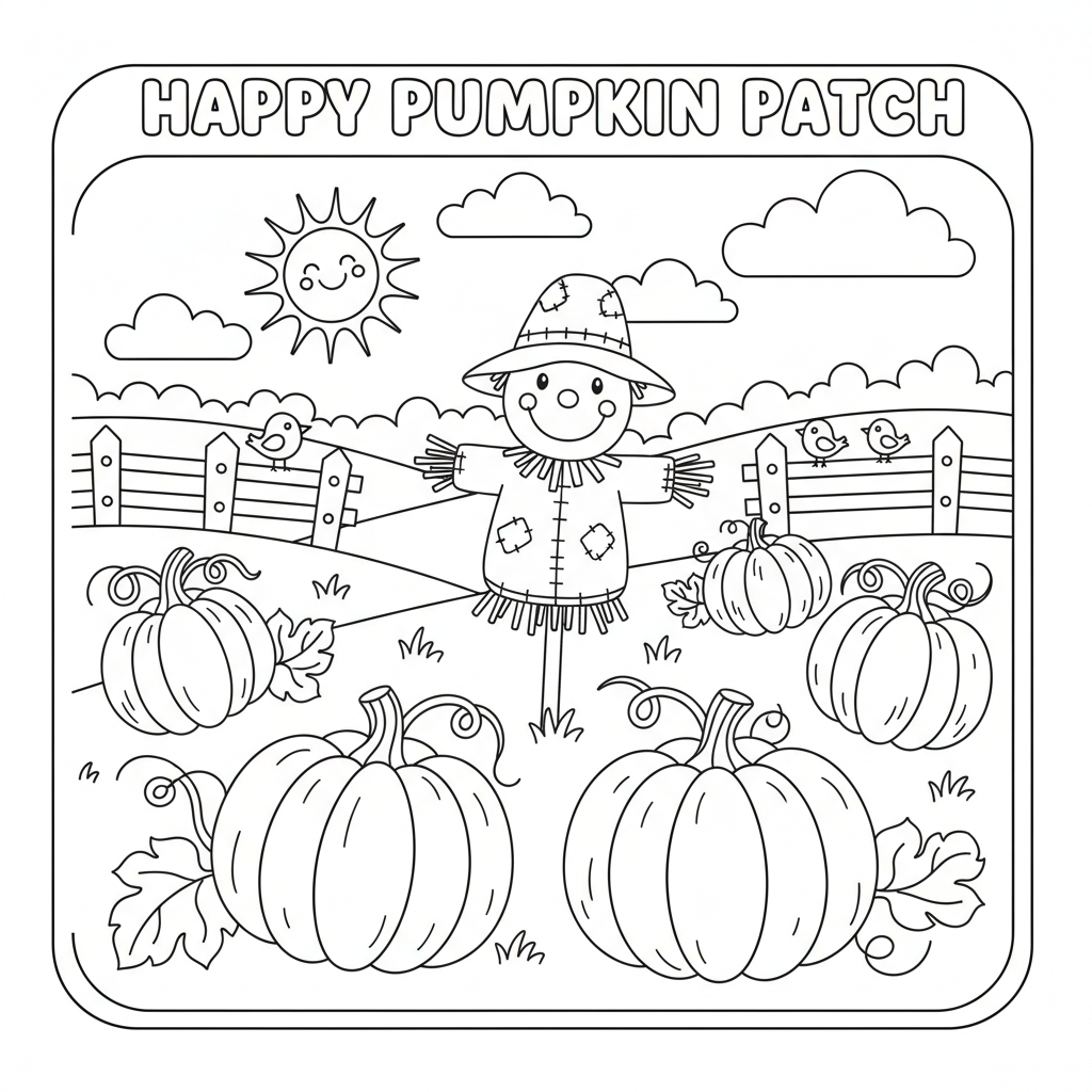 Kuerbisfeld Ausmalbild