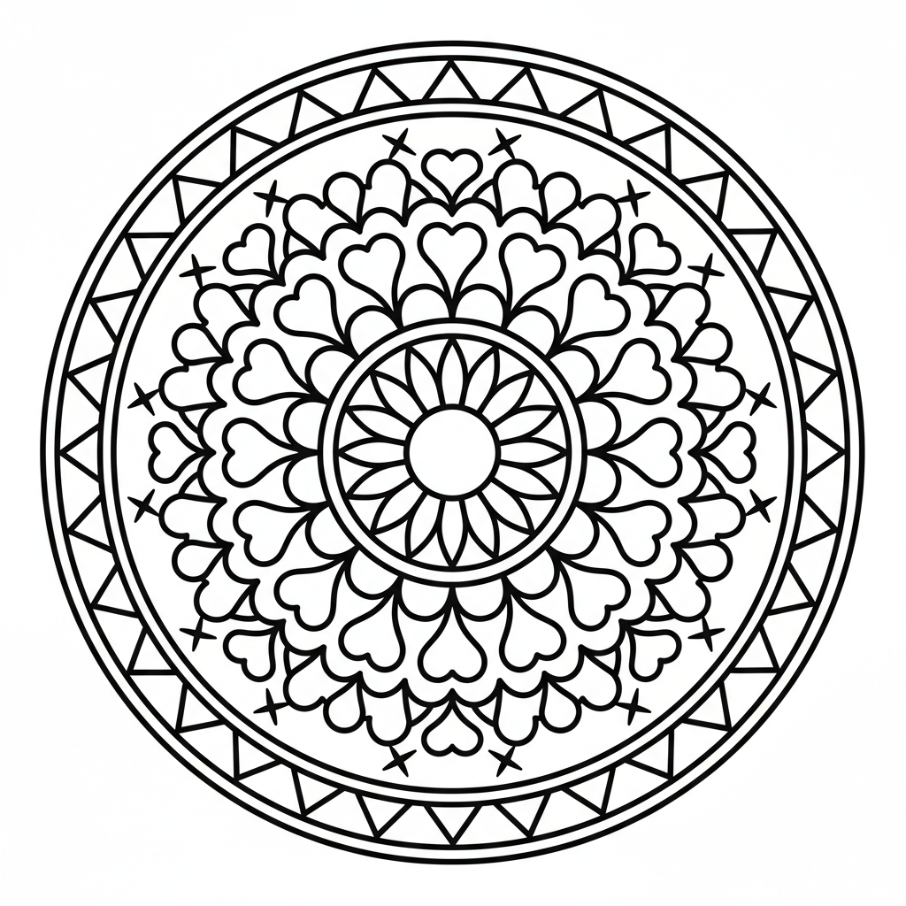 Einfaches geometrisches Mandala Ausmalbild