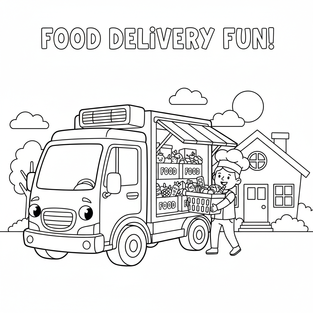 Kühlwagen liefert Essen Ausmalbild