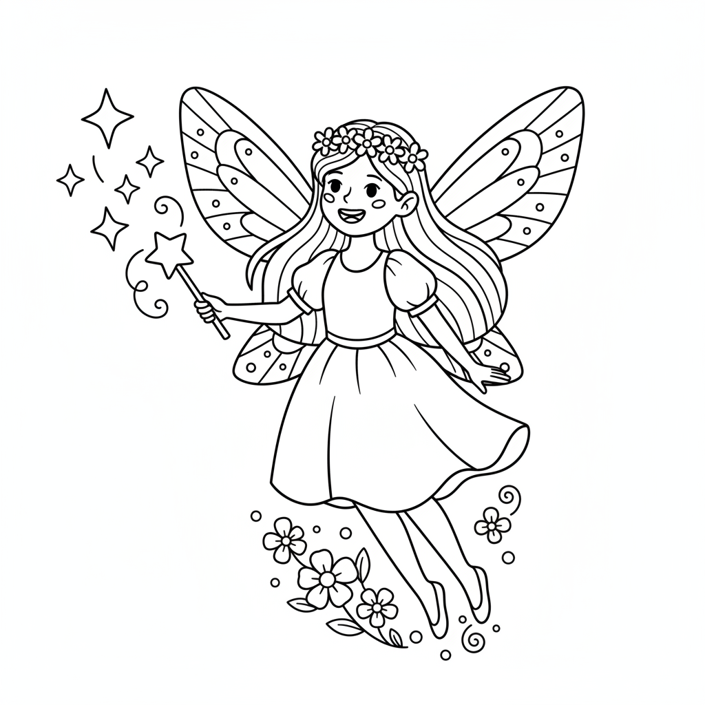 Fee mit Zauberstab Ausmalbild