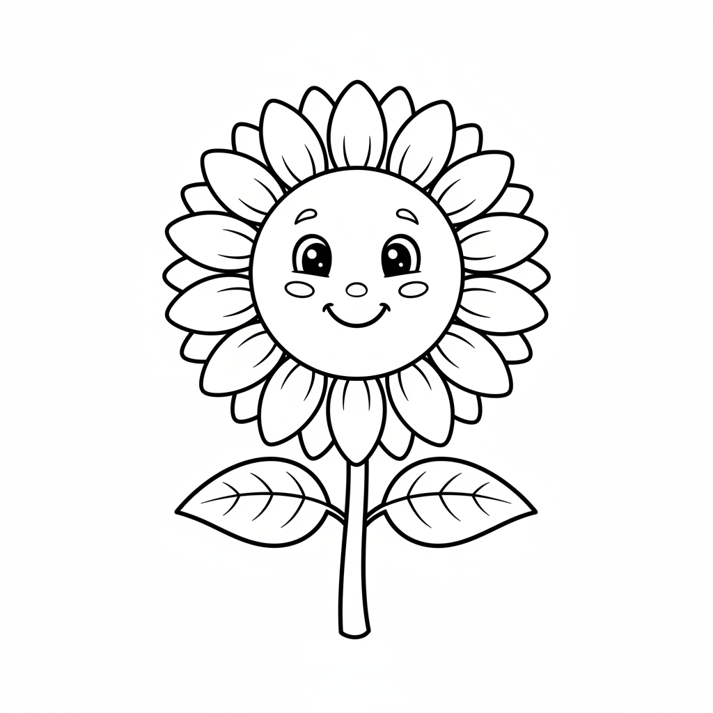 Sonnenblume mit fröhlichem Gesicht Ausmalbild