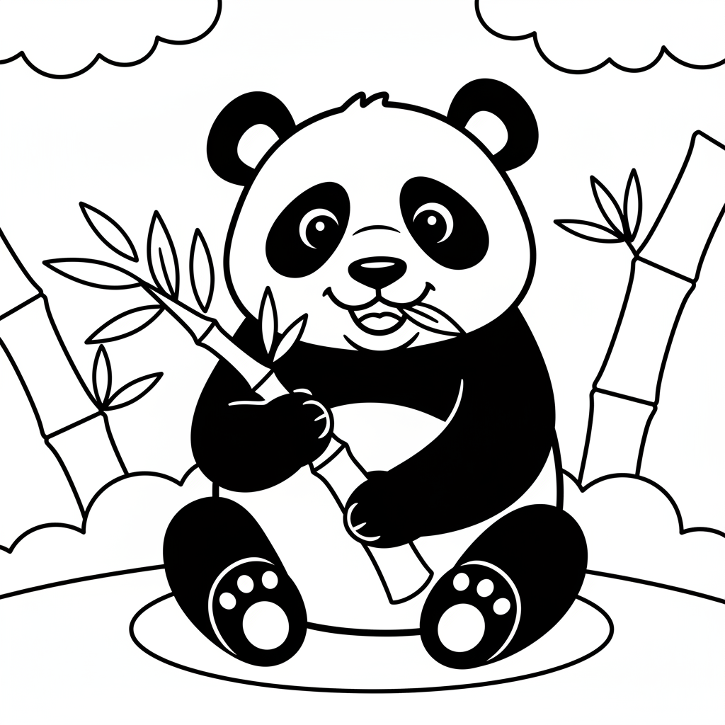 Panda Eating Bamboo Coloring Page