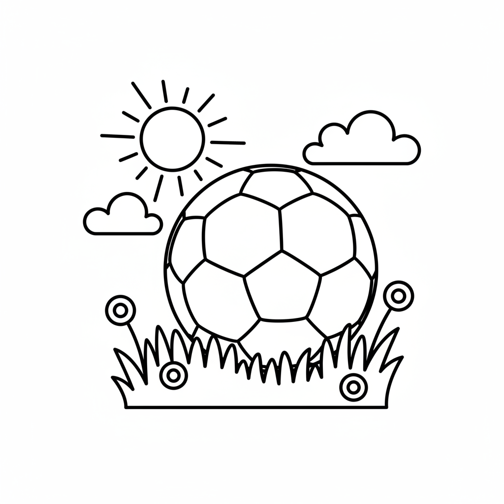 Fußball auf dem Rasen Ausmalbild