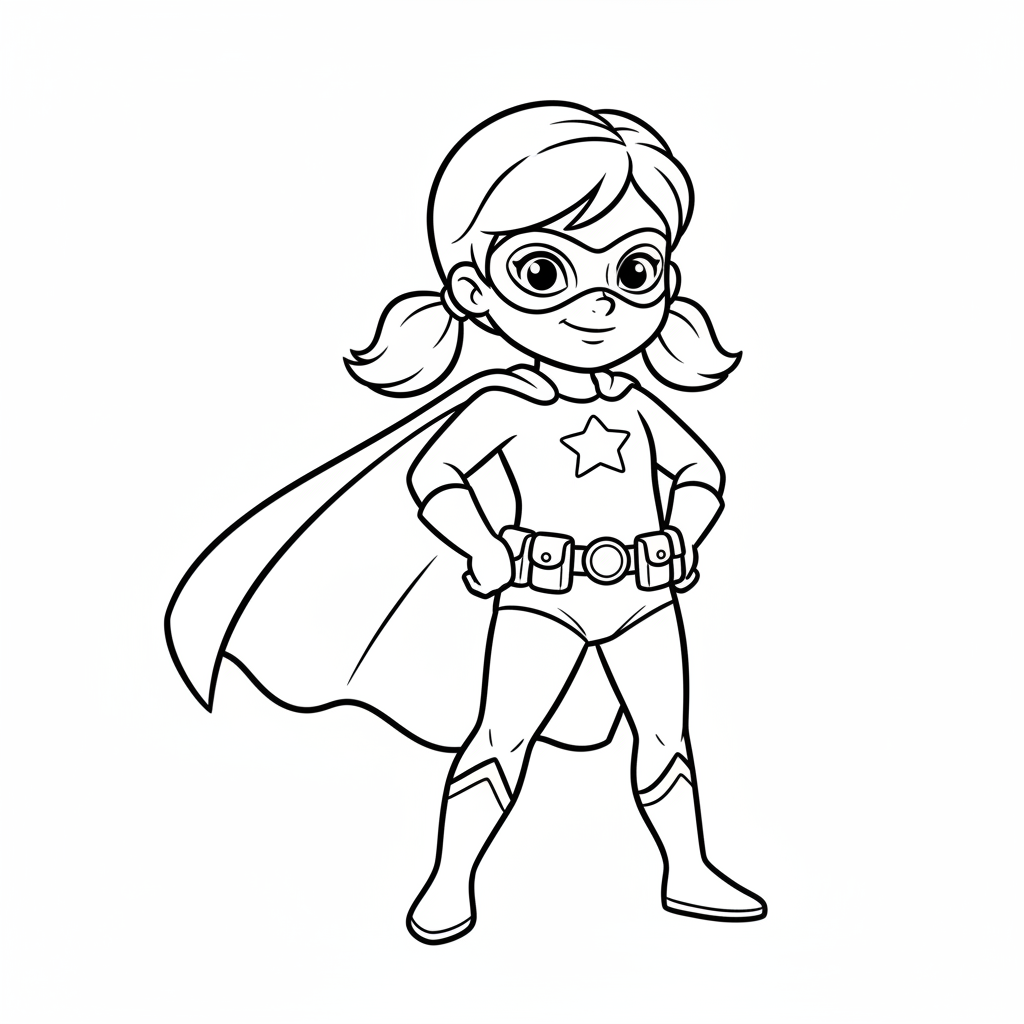 Superheldin mit Umhang Ausmalbild